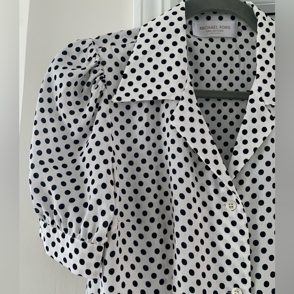 Michael Kors Collection Silk Georgette Polka Dot Blouse - Picture 2 of 4